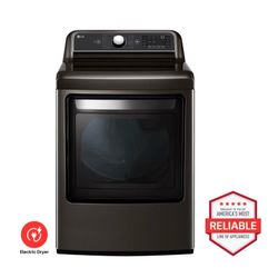 LG - 7.3 Cu. Ft. Smart Electric Dryer with Steam and Sensor Dry - Black Steel
