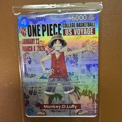 One Piece Monkey D. Luffy US Voyage College Basketball Promo Card Sealed + Poster
