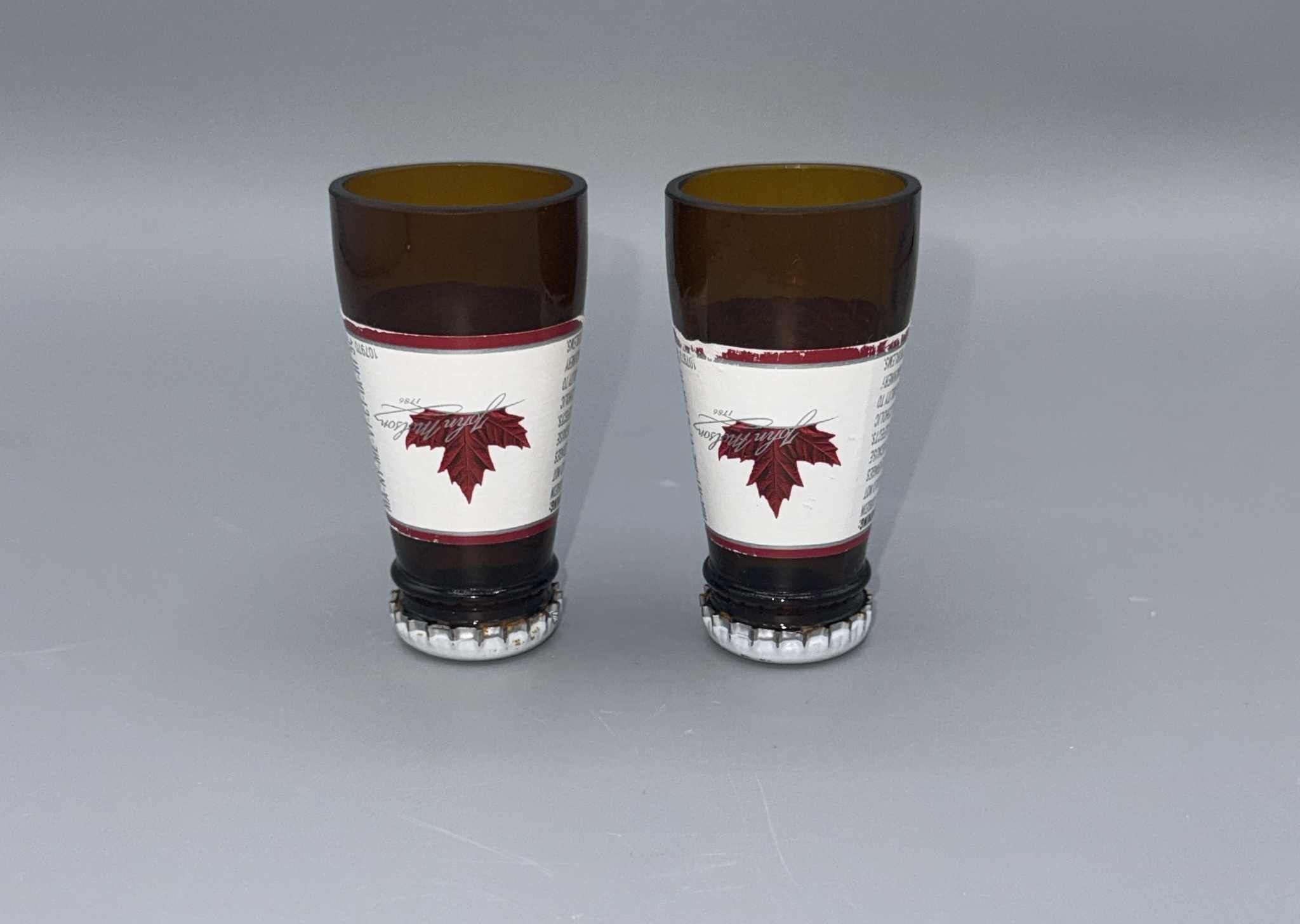 2 shot glass featuring a Canada Maple Leaf design