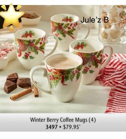Princess House. Set De 4 Tazas Navideñas Para Café Nuevas En Su Caja