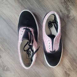 Vans Era Vans Off The Wall Black Carmine Rose Pink Men's Size 10.5 Women 12 Shoes Sneakers