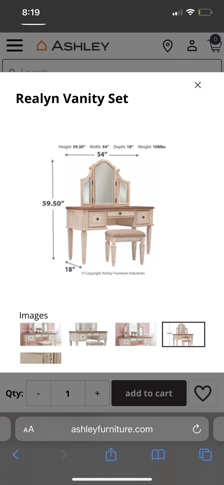 Vanity With Mirror And Stool