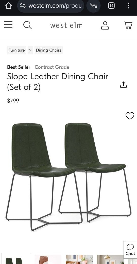 West Elm Olive Green Dining Chairs