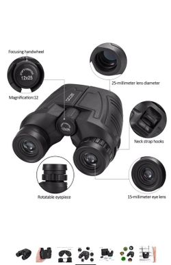 12x25 Compact Binoculars, Large Eyepiece High-Powered Waterproof Binoculars Easy To Focus for Outdoor Hunting, bird watching, Traveling, Sightseeing