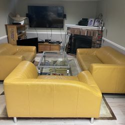 Italian Leather 3 Peace Living Room  Set