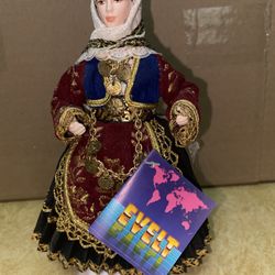 7.5 inch Vintage Evelt Handmade Greek Porcelain Doll 147 E Salamis Imported From Greece