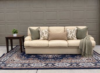 Cream Leather 3-Seat Sofa (Delivery Available)