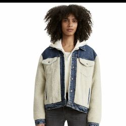 LEVI'S Womens EX-BOYFRIEND Pieced Sherpa Jacket "all goes wool"