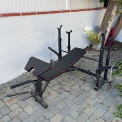 6 in 1 Weight Bench Set, Workout Bench Barbell Rack, Curl Pad, Bench Press