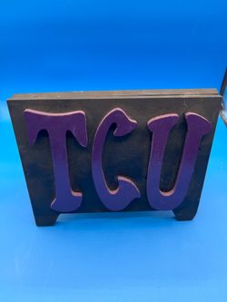 TCU Wood hanging plaque sign