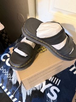 Dr. Martens Black Leather Slide Sandals