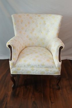 Pretty White And Gold Cottage core  Wingback Chair 