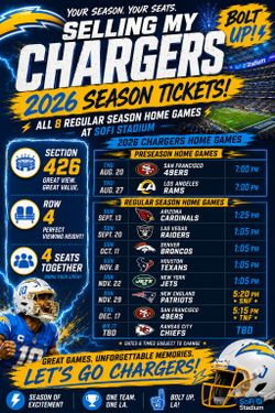4 CHARGERS VS 49ERS TICKETS