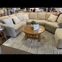 Beige Sectional Couch With Cuddler 