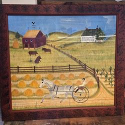 William Rank Folk Art Oil On Velvet Theorem