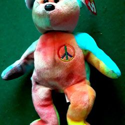 Peace ~ Ty Beanie Babie Tie-Dye Bear ~ Retired Collectible

