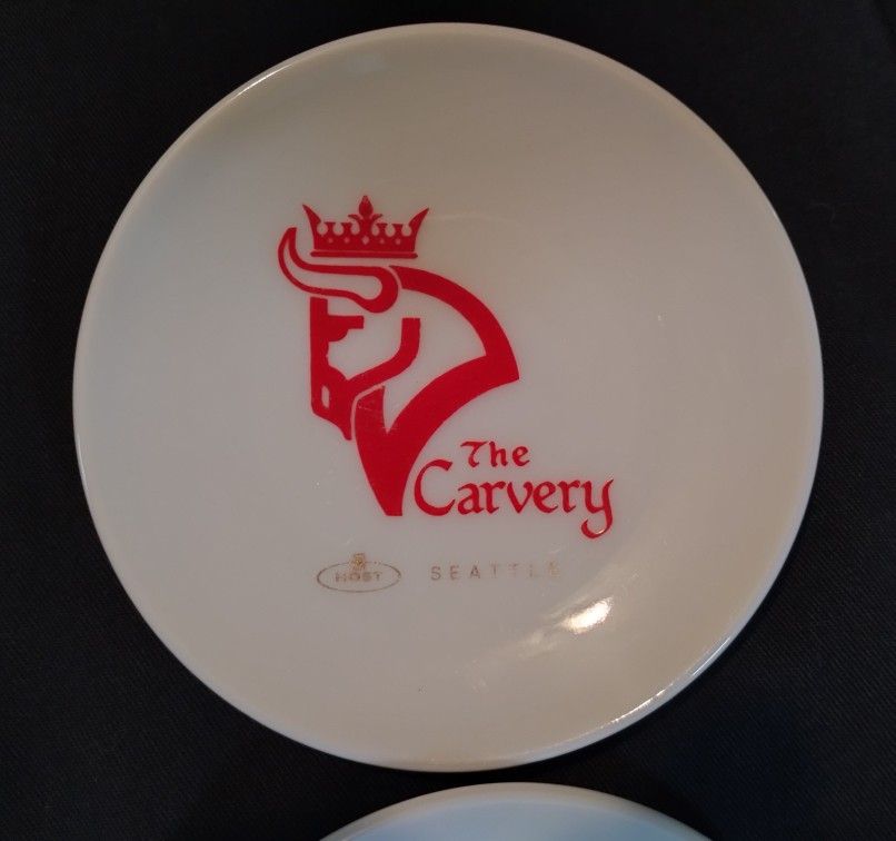Vintage The Carvery - Host, Seattle restaurant mini 4" dinner/butter pat plate x2