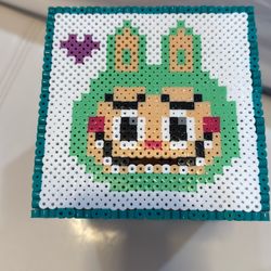 Perler bead labubu coin piggy bank
