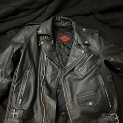 Leather Motorcycle Jacket - L