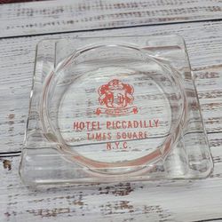 Vintage Glass Ashtray HOTEL PICCADILLY - Times Square New York City NYC