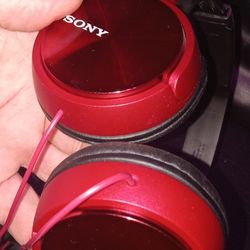 Red Satin Factory Sony Plug Ins Headphones