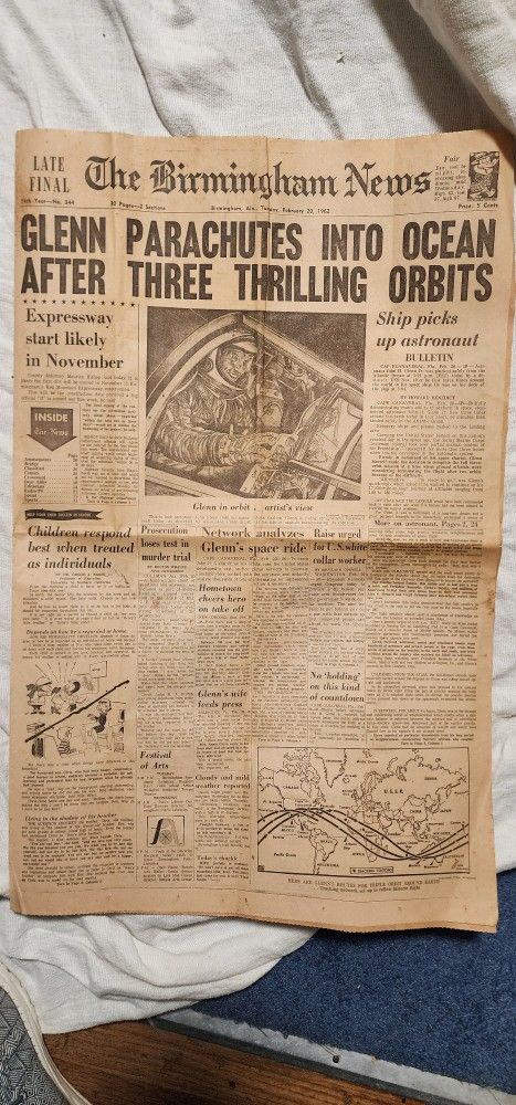 Birmingham Newspaper/John Glenn 2-20-1962