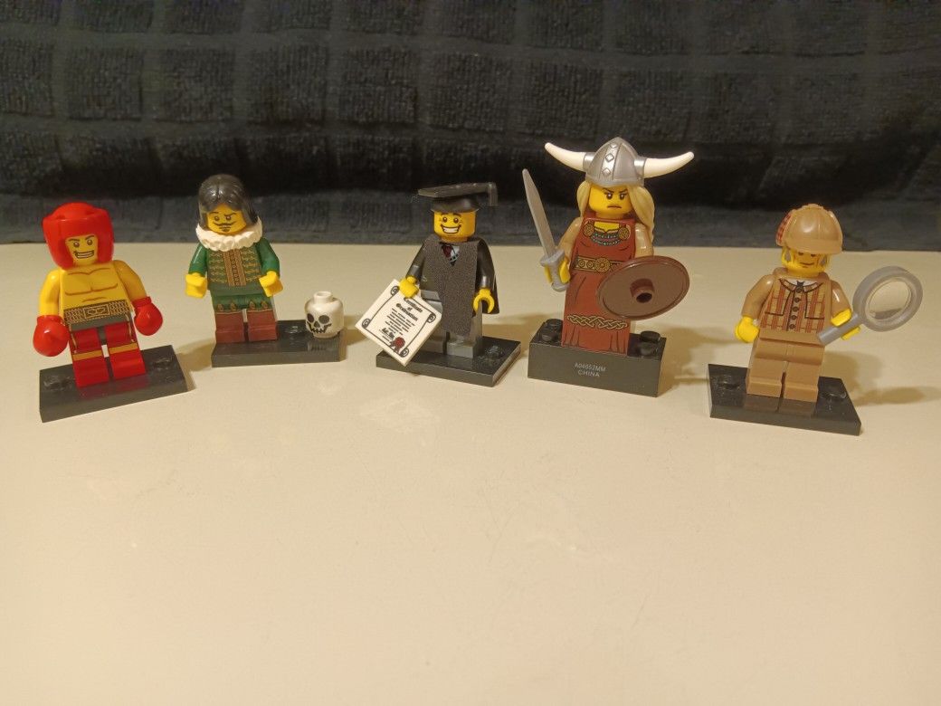 Lego Minifigs. Biking Woman, Boxer, Graduate, Detective And Thespian/Actor. $8 Each