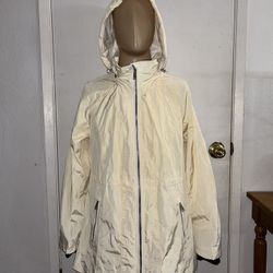 Jacket Calvin Klein Rain Women's Performance Beige Vented Hooded Long Sleeves M