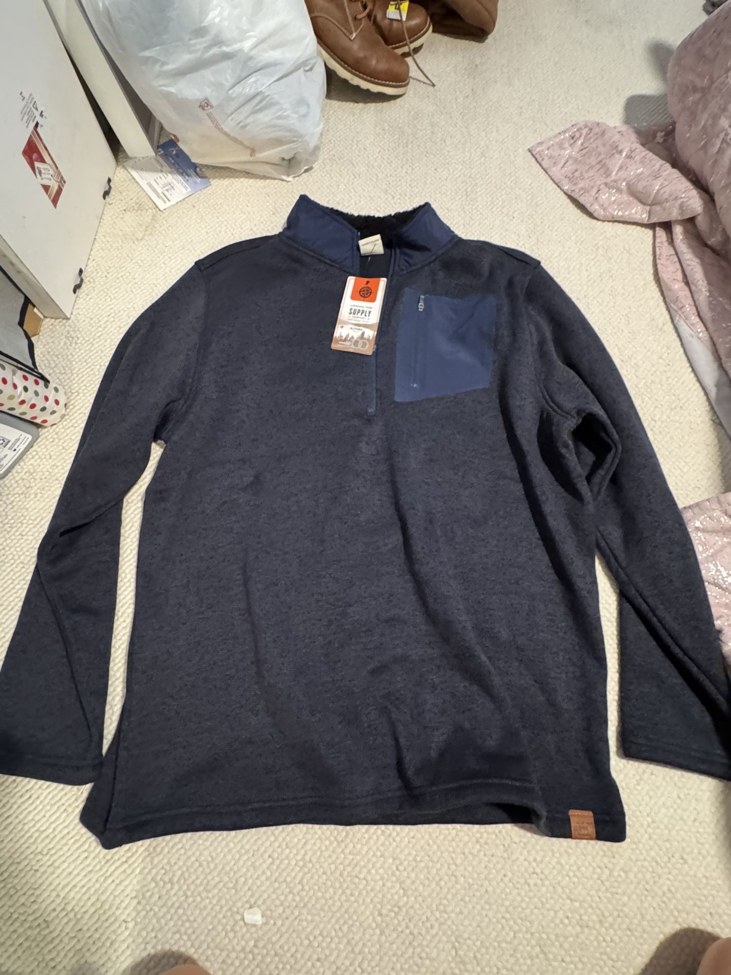 New Men’s Size Xl London Fog Fleece Sweater 1/4 Zip Pullover