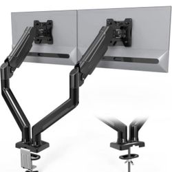 Dual Monitor Stand, Adjustable Gas Spring Monitor Desk Mount for 13-32 Inch Screens, Full Motion VESA Mount with C Clamp, Grommet Base, Tilt, Swivel, 