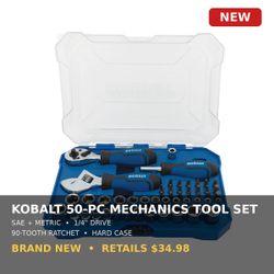 Kobalt 50-Piece SAE/Metric Mechanics Tool Set with Hard Case - NEW