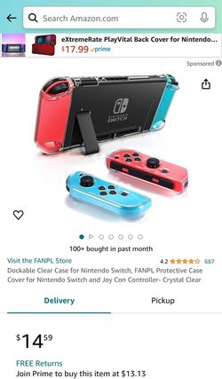 Dockable Clear Case for Nintendo Switch, VANJUNN 3 in 1 Protective Case Cover for Nintendo Switch and Joy-Con Controller with Clear Grip Cover Shock-A