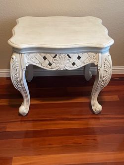 matching end table Rustic, off-white, coffee table, and matching end table