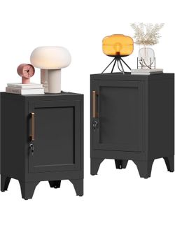 New - Set of 2 Metal Locker Nightstands