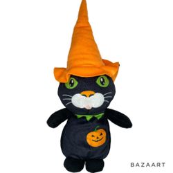 HALLOWEEN BLACK CAT 12” PLUSH WITCH PUMPKIN 