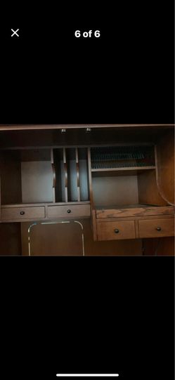 Used Computer/desk solid wood cabinet with drawers and pull outs $150