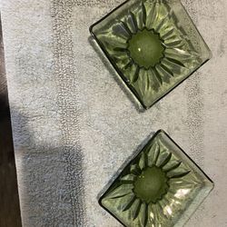 Square Green Glass Plates
