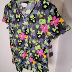 Brand New W Tags $10 Disney Brand Scrub Top V Neck Top Only Size Small (S/CH) 