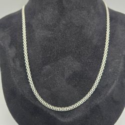 New 925 Sterling Silver Byzantine Chain Necklace 18" 6.3g Italy