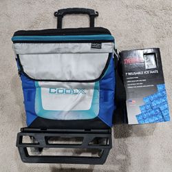Cool X high Performance Rolling Cooler With Thermos Reusable Ice Mats
