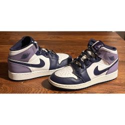Nike Air Jordan 1 Mid GS Sky J Purple White Sneakers 6.5Y