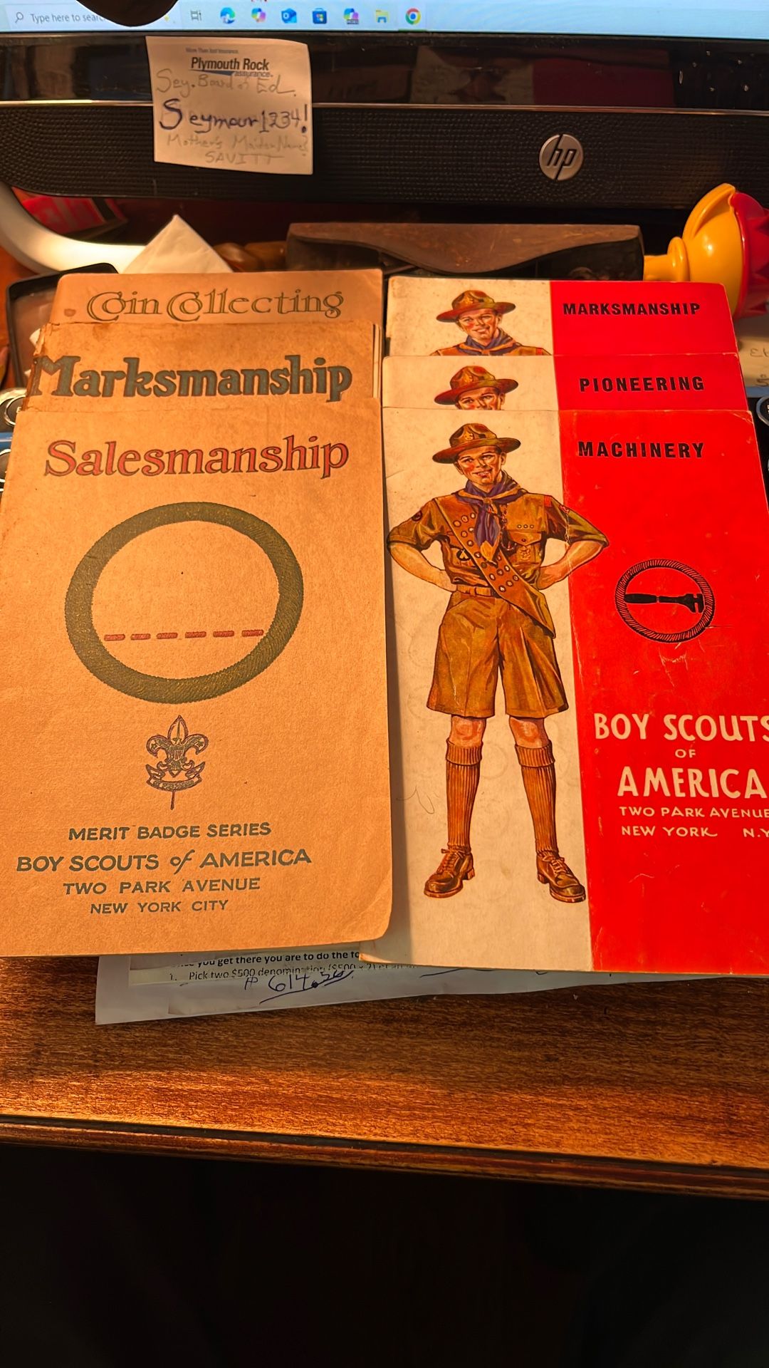Six Antique Merit Badge Books