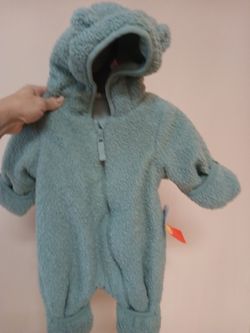 Sage green fluffy winter baby onesie