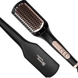Hair Straightener Brush, Negative Ion Hair Straightening Brush for Women