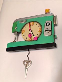 Allen Designs Sewing Machine Green Stitch Standard Wall Clock Tested and Working