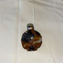 Brown glass on glass Snuff Bottle w/Spoon