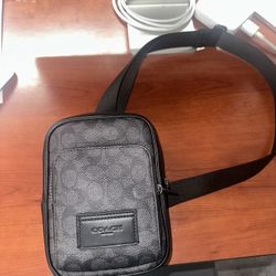 Black Coach Racer Sling Bag