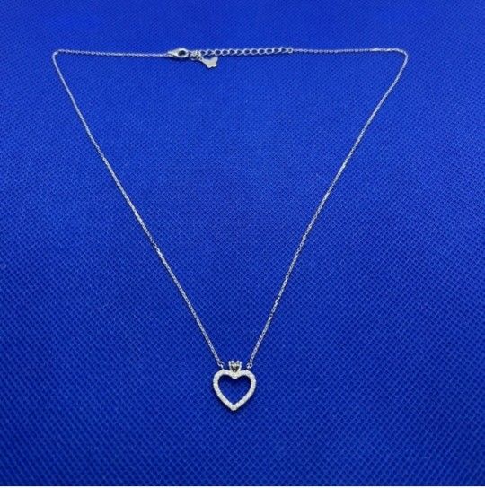 Sterling Silver 925 Moissanite Heart Crown Pendant Necklace