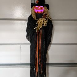Halloween Animated Pumpkin Scarecrow 6ft - New!