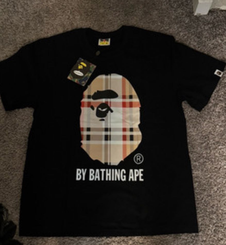 BAPE A Bathing Ape Check By Bathing Ape Tee Black/Beige